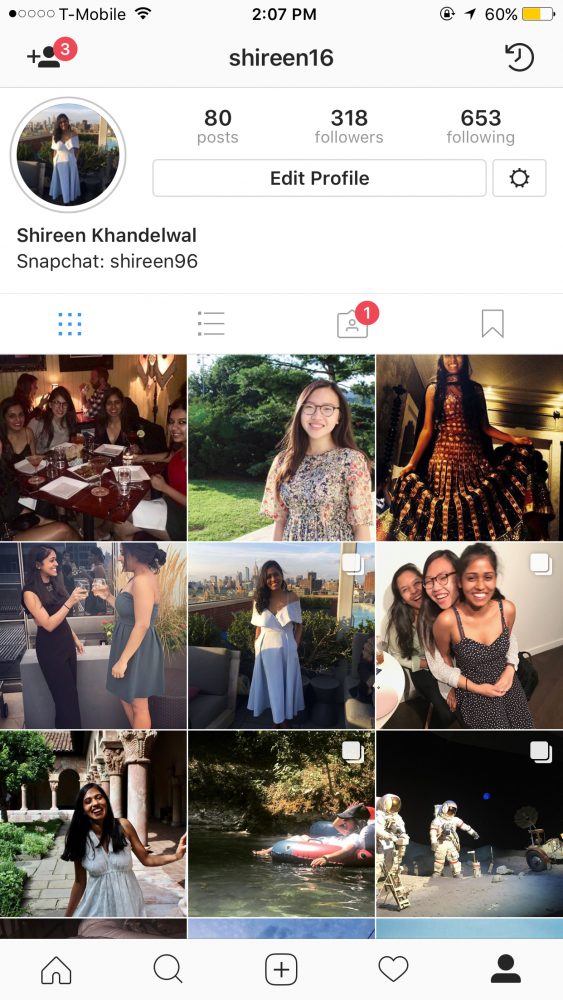 A screenshot of an Instagram page, @shireen16