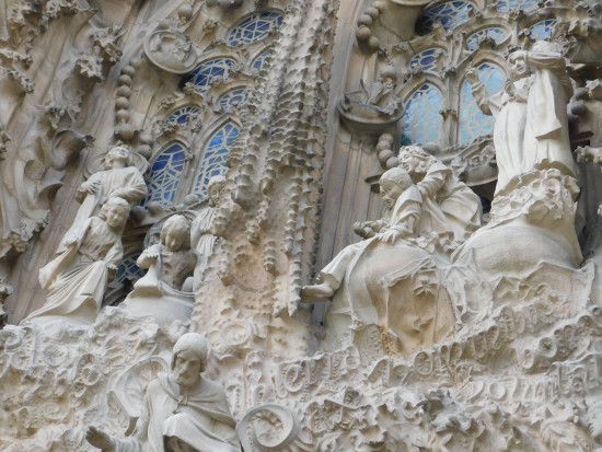 The Sagrada Familia's intricate carvings. 