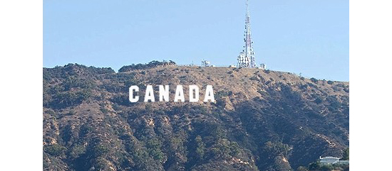 A "Canada" sign in the style of the famous Hollywood sign. 