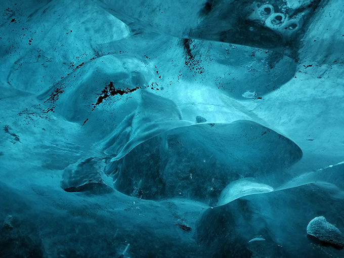 Photograph of the floor of an ice cave