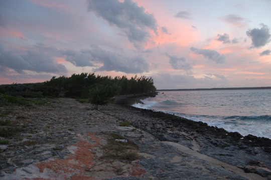 Eleuthera Island coast at sunset.