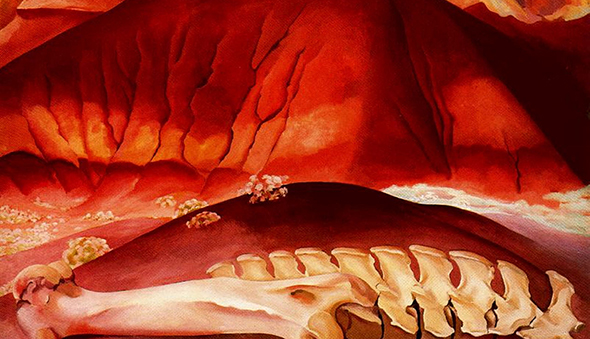 Detail from Georgia O'Keeffe's "Red Hills and Bones," 1941.