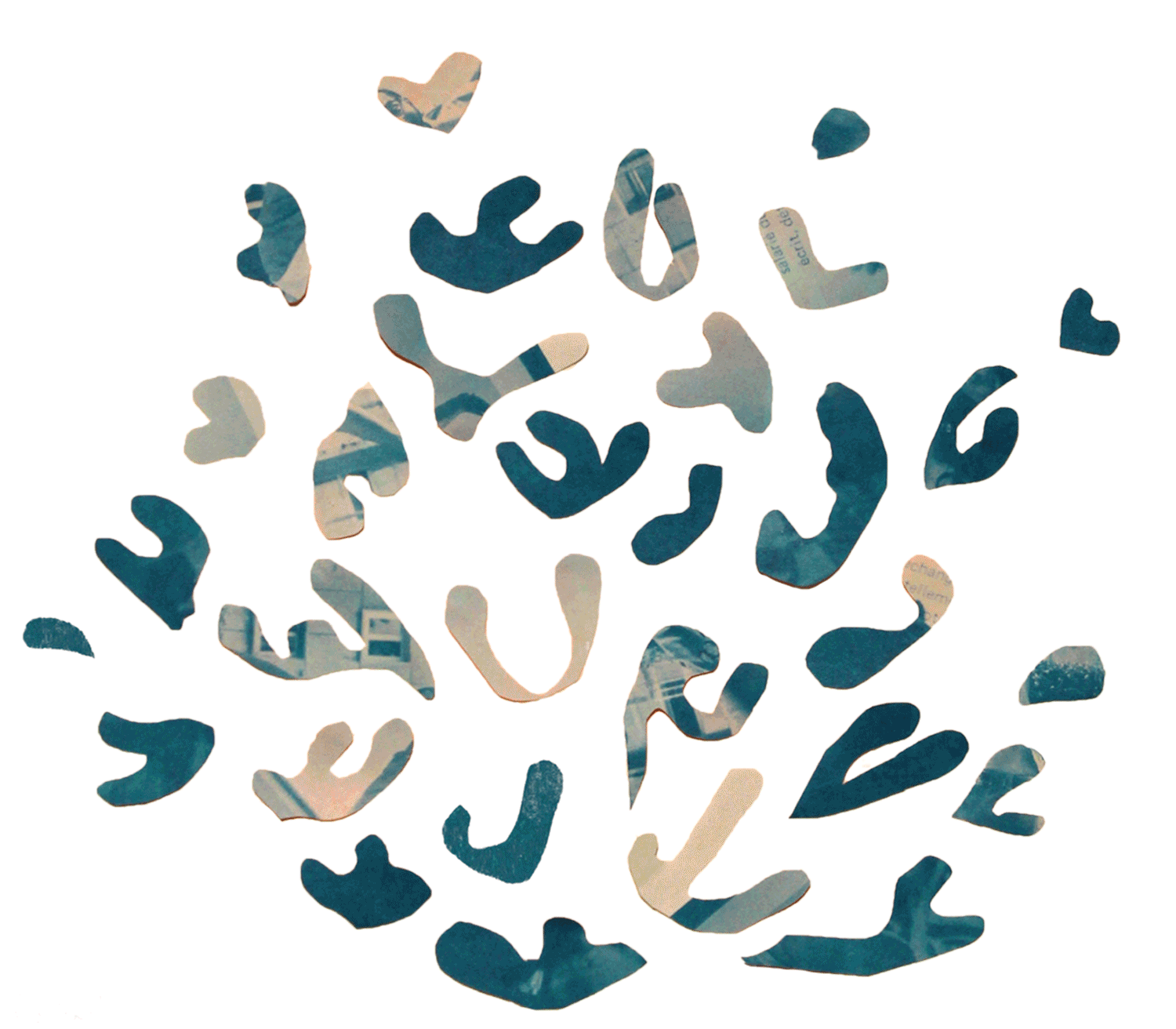 Gif in which paper cutouts, in a coral-like pattern, slowly change from blue to orange and back