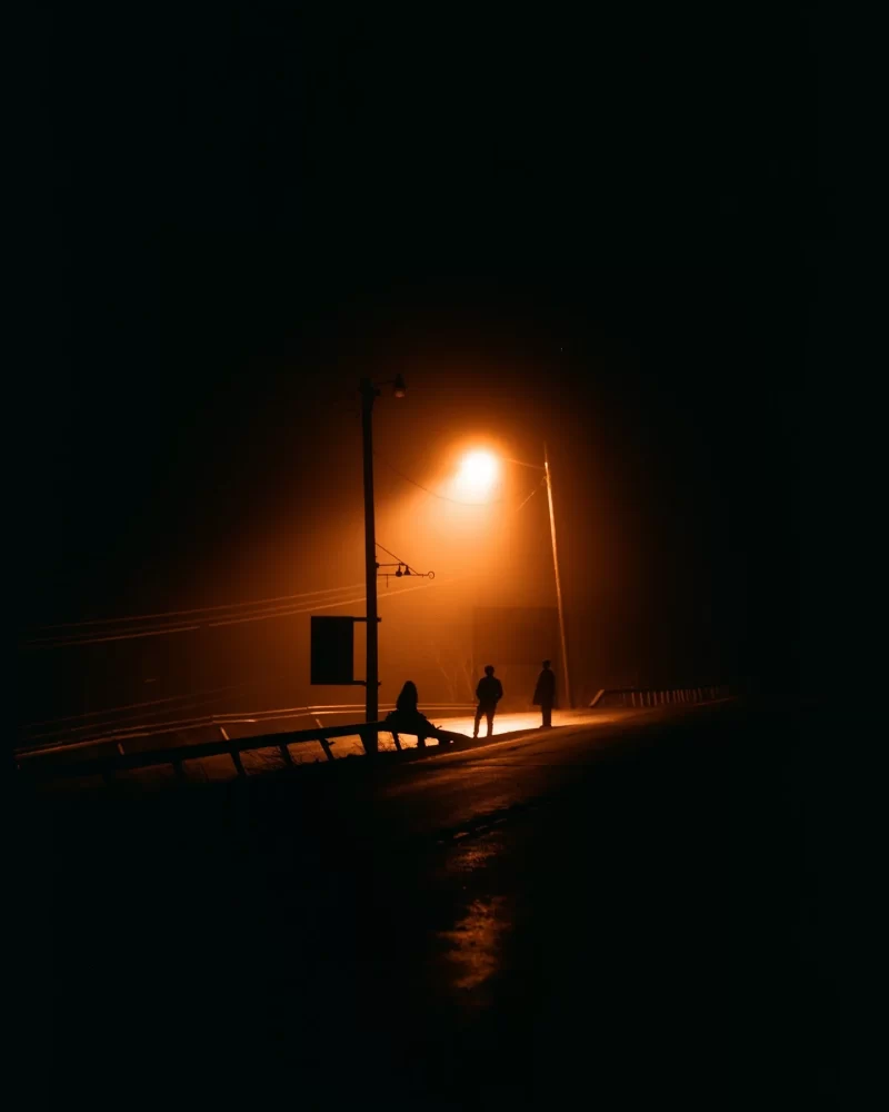 Photograph depicting a street lamp at night