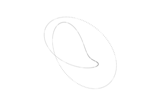 Line drawing of overlapping ovals, the larger on in small dots.