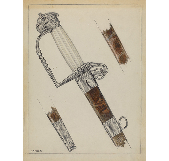 A sword drawn in detail