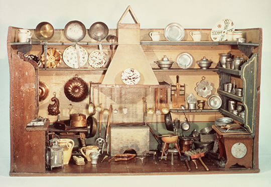 A diorama of a kitchen