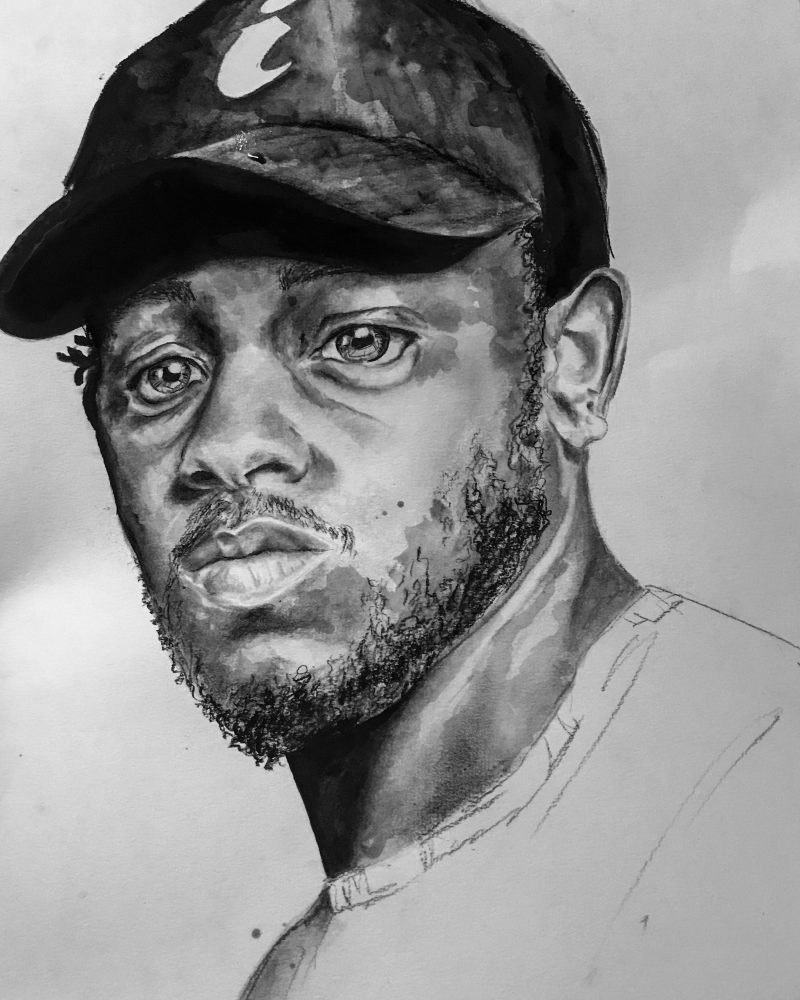 A drawing of Kendrick Lamar. 