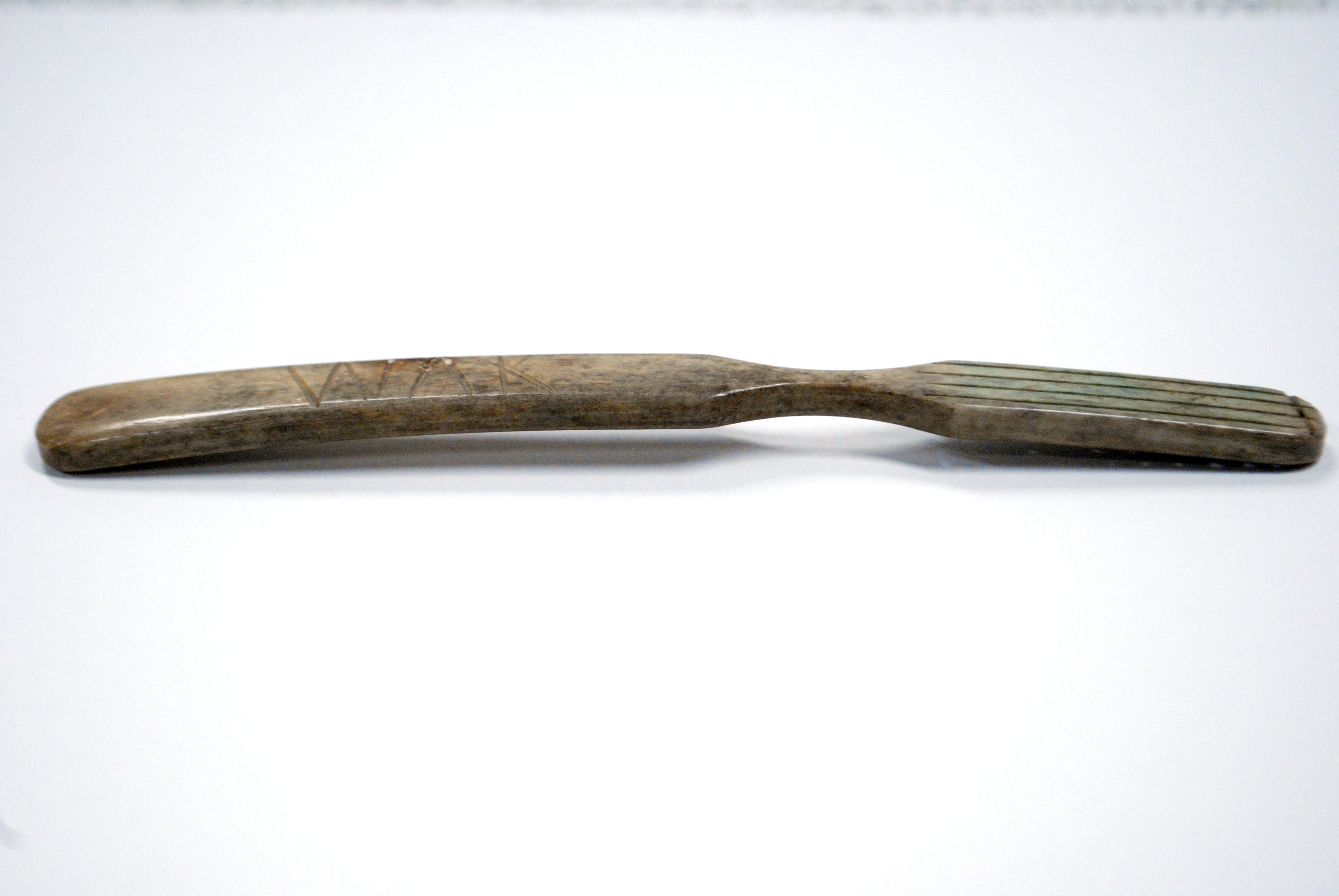 Bone-handled toothbrush, uncovered in 1987 as a part of the Stadt Huys Block
Project.