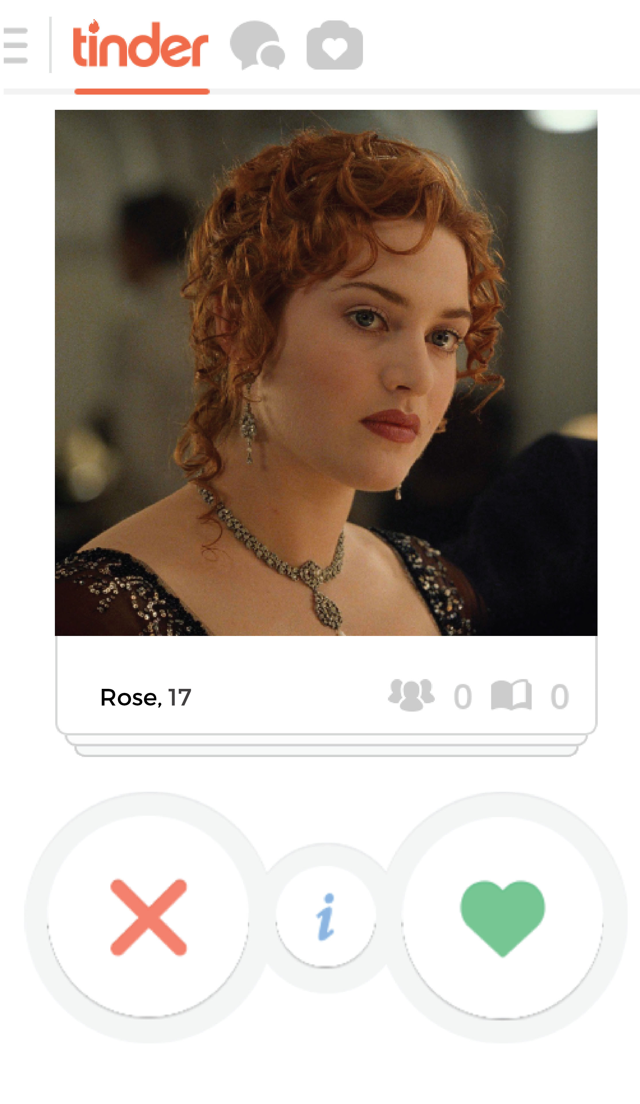A Tinder profile for Rose, Kate Winslet's character in "Titanic"