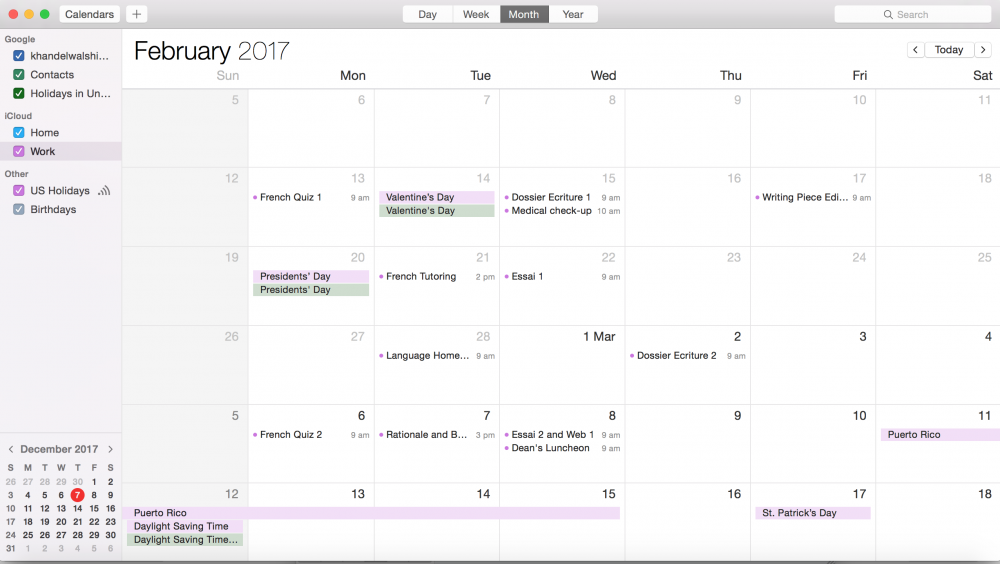 A screenshot of a calendar from February 2017.