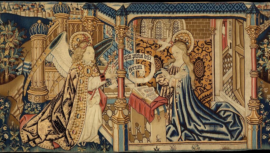 Tapestry of Mother Mary and Angel
